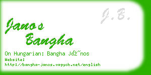 janos bangha business card